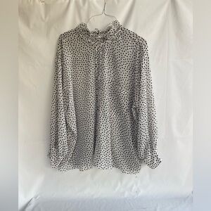 Zara polka dots white / black blouse size XL- XXL new without tag